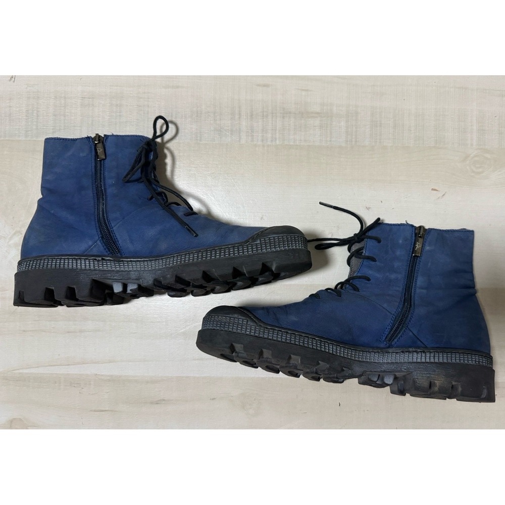 LOFINA Ottanio Leather i6 965 Low Boots Lace Up Zip Womens Size EU 41/US 10 Blue - Picture 6 of 11